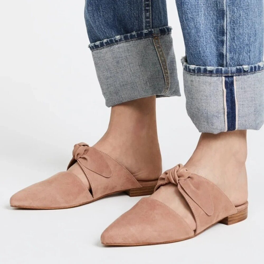 Jeffrey Campbell Charlin Womens Pointed Toe Mule Bow Flat Pink Suede Size‎ 9
